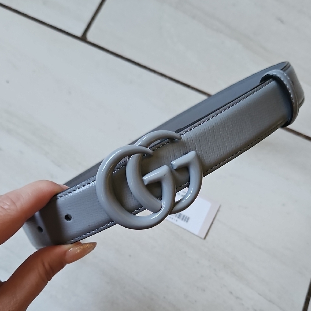 NWT Gucci Gray Leather Marmont GG Belt [Size 65cm / 26in]
